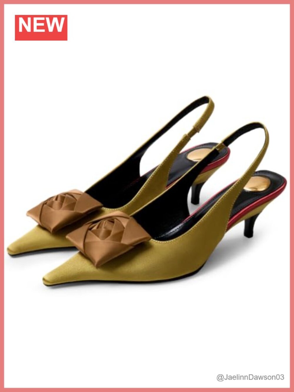 Satin Pointed Toe Kitten Heels Slingback Floral Dressy Party Shoes for Women